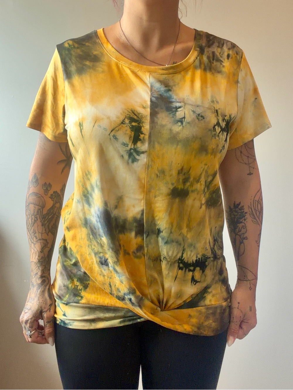 Top‎ Fashion of NY Plus Size 3X Womens Tie-Dye T-Shirt in Yellow and Black
